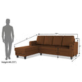 Chandler Plain L Shape 6 Seater Sofa Set Lhs (Brown)