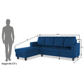 Chandler Plain L Shape 6 Seater Sofa Set Lhs (Blue)
