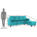 Chandler Plain L Shape 6 Seater Sofa Set RHS (Aqua Blue)