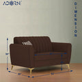 Adorn India Premium Luster 2 Seater | Velvet Suede Fabric | 3-Year Warranty | Color Brown with Golden Legs & Striped Pattern Cushion