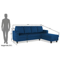 Chandler Plain L Shape 6 Seater Sofa Set RHS (Blue)