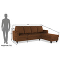 Chandler Plain L Shape 6 Seater Sofa Set RHS (Brown)