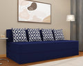 Adorn India Easy 4-Person Sofa Cum Bed (Rhombus Pattern) Chennile Fabric- Washable Cover- Including 4 Cushion- Size 6' X 6' Ft (Blue Color) Perfect for Home & Office for Guests