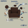Adorn India Premium Luster 1 Seater | Velvet Suede Fabric | 3-Year Warranty | Color Brown with Golden Legs & Striped Pattern Cushion