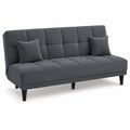 Adorn India Alyssum 3 Seater Sofa Cum Bed 4X6 Velvet 2 Cushions (Color Grey) and Suitable for All Indoor, with 3 Years Warranty