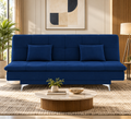 Premium 3 Seater Sofa Cum Bed New Aspen 4x6Velvet Suede with 2 Cushions (Color Blue) and