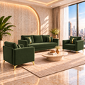 Premium Chandler - - 3+1+1 Sofa Set Velvet Suede Fabric - Green