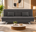 Premium 3 Seater Sofa Cum Bed New Aspen 4x6Velvet Suede with 2 Cushions (Color Dark Grey) and
