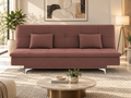 Premium 3 Seater Sofa Cum Bed New Aspen 4x6Velvet Suede with 2 Cushions (Color Pink) and