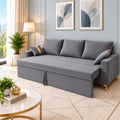 Adorn India Damian Plus 3-Seater Sofa Cum Bed | Velvet Suede Fabric | Grey