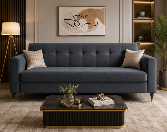 Adorn India Rio Elegant 3 Seater Sofa (Grey) (3 Year Warranty)