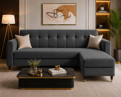 Rio Elegant L Shape 4 Seater Sofa Set (Grey)