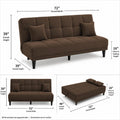 Adorn India Alyssum 3 Seater Sofa Cum Bed 4X6 Velvet 2 Cushions (Color Brown) and Suitable for All Indoor, with 3 Years Warranty