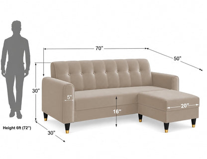 Rio Elegant L Shape 4 Seater Sofa Set (Beige)