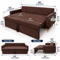 Adorn India Damian Plus 3-Seater Sofa Cum Bed | Velvet Suede Fabric | Brown