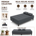 Adorn India Alyssum 3 Seater Sofa Cum Bed 4X6 Velvet 2 Cushions (Color Grey) and Suitable for All Indoor, with 3 Years Warranty