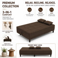 Adorn India Alyssum 3 Seater Sofa Cum Bed 4X6 Velvet 2 Cushions (Color Brown) and Suitable for All Indoor, with 3 Years Warranty