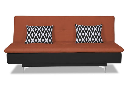 Adorn India Aspen Rhombus 3 Seater Sofa Cum Bed (Rust & Black) (3 Year Warranty)