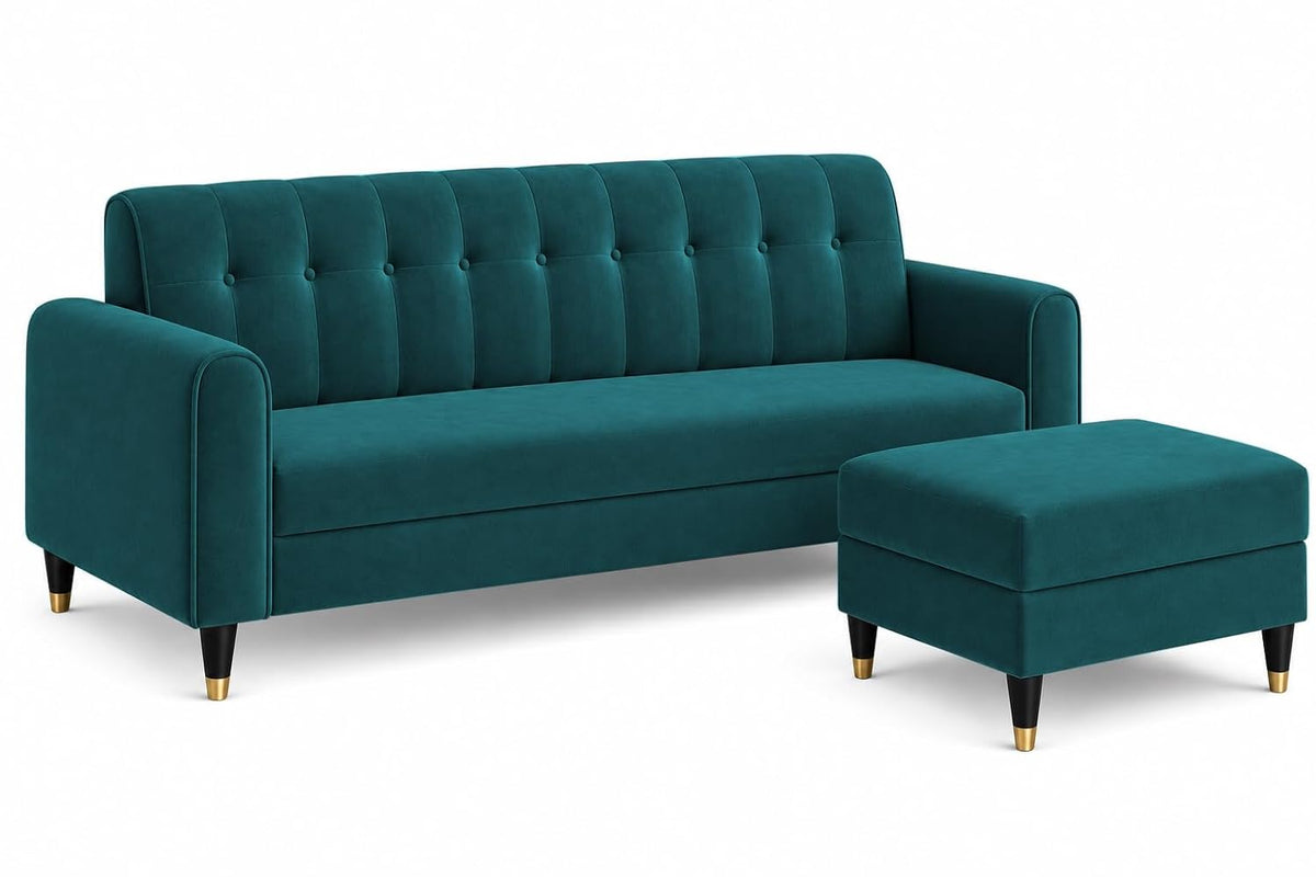 Rio Elegant L Shape 4 Seater Sofa Set (Aqua Blue)