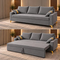 Adorn India Damian Plus 3-Seater Sofa Cum Bed | Velvet Suede Fabric | Grey
