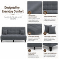 Adorn India Alyssum 3 Seater Sofa Cum Bed 4X6 Velvet 2 Cushions (Color Grey) and Suitable for All Indoor, with 3 Years Warranty