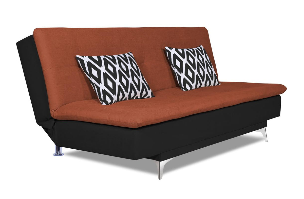 Adorn India Aspen Rhombus 3 Seater Sofa Cum Bed (Rust & Black) (3 Year Warranty)