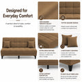 Adorn India Alyssum 3 Seater Sofa Cum Bed 4X6 Velvet 2 Cushions (Color Camel) and Suitable for All Indoor, with 3 Years Warranty
