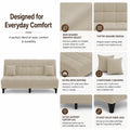 Adorn India Alyssum 3 Seater Sofa Cum Bed 4X6 Velvet 2 Cushions (Color Beige) and Suitable for All Indoor, with 3 Years Warranty