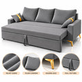 Adorn India Damian Plus 3-Seater Sofa Cum Bed | Velvet Suede Fabric | Grey