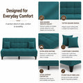Adorn India Alyssum 3 Seater Sofa Cum Bed 4X6 Velvet 2 Cushions (Color Aqua Blue) and Suitable for All Indoor, with 3 Years Warranty