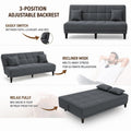 Adorn India Alyssum 3 Seater Sofa Cum Bed 4X6 Velvet 2 Cushions (Color Grey) and Suitable for All Indoor, with 3 Years Warranty