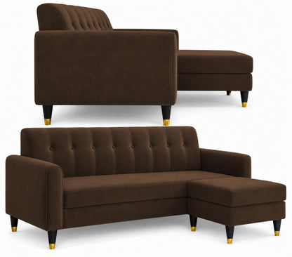 Rio Elegant L Shape 4 Seater Sofa Set (Brown)