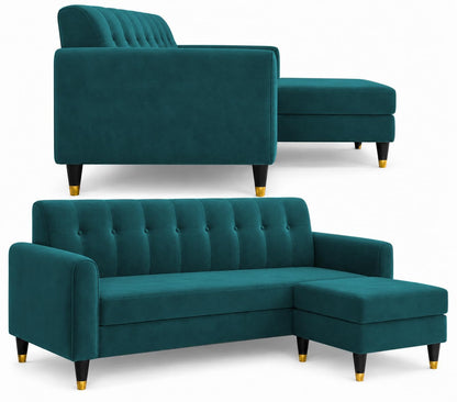 Rio Elegant L Shape 4 Seater Sofa Set (Aqua Blue)