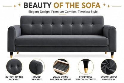 Rio Elegant L Shape 4 Seater Sofa Set (Grey)