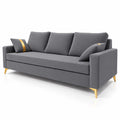 Adorn India Damian Plus 3-Seater Sofa Cum Bed | Velvet Suede Fabric | Grey