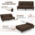 Adorn India Alyssum 3 Seater Sofa Cum Bed 4X6 Velvet 2 Cushions (Color Brown) and Suitable for All Indoor, with 3 Years Warranty