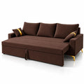 Adorn India Damian Plus 3-Seater Sofa Cum Bed | Velvet Suede Fabric | Brown