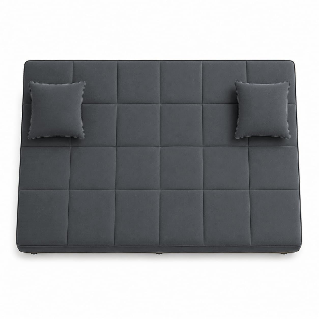 Adorn India Alyssum 3 Seater Sofa Cum Bed 4X6 Velvet 2 Cushions (Color Grey) and Suitable for All Indoor, with 3 Years Warranty