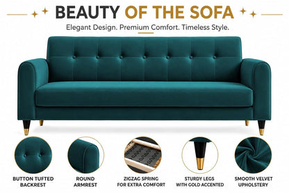 Rio Elegant L Shape 4 Seater Sofa Set (Aqua Blue)