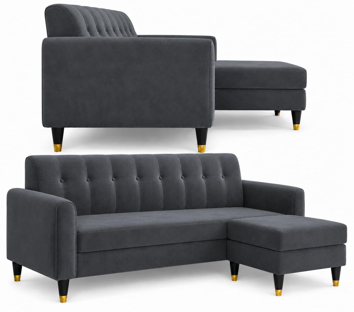 Rio Elegant L Shape 4 Seater Sofa Set (Grey)