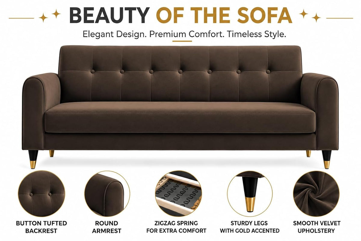 Rio Elegant L Shape 4 Seater Sofa Set (Brown)