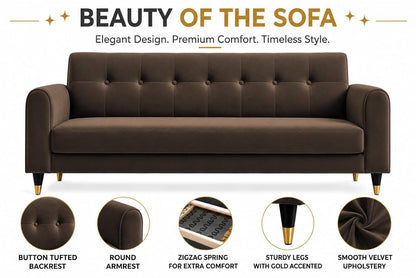 Rio Elegant L Shape 4 Seater Sofa Set (Brown)