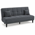 Adorn India Alyssum 3 Seater Sofa Cum Bed 4X6 Velvet 2 Cushions (Color Grey) and Suitable for All Indoor, with 3 Years Warranty