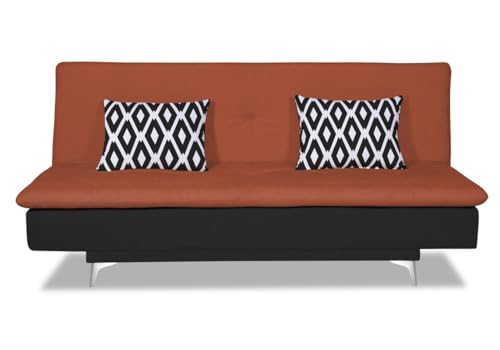 Adorn India Aspen Rhombus 3 Seater Sofa Cum Bed (Rust & Black) (3 Year Warranty)