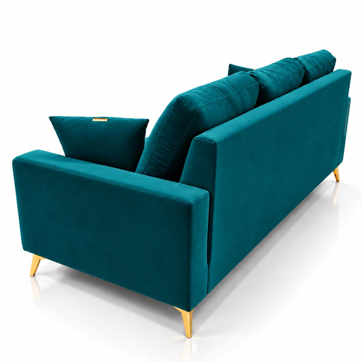 Adorn India Damian Plus 3-Seater Sofa Cum Bed | Velvet Suede Fabric | Ocean Blue