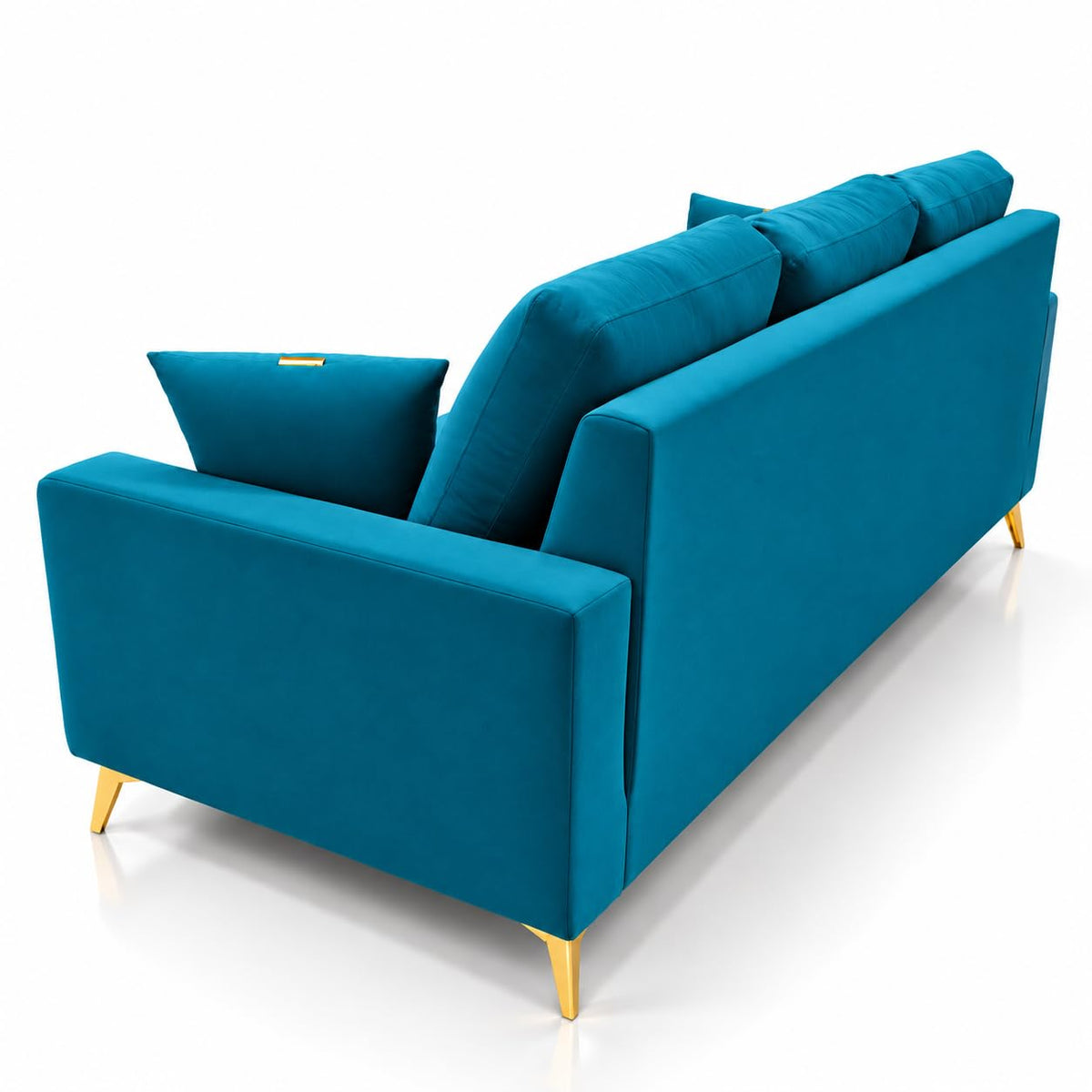 Adorn India Damian Plus 3-Seater Sofa Cum Bed | Velvet Suede Fabric |Aqua Blue