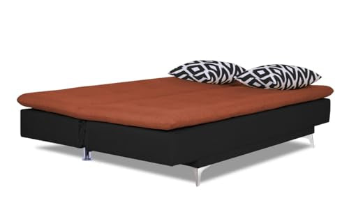 Adorn India Aspen Rhombus 3 Seater Sofa Cum Bed (Rust & Black) (3 Year Warranty)