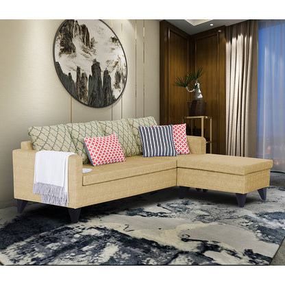 Adorn India Dorothy Blossom L Shape 5 Seater Sofa Set (Right Hand Side) (Beige)