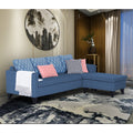 Adorn India Dorothy Blossom L Shape 5 Seater Sofa Set (Right Hand Side) (Blue) (3 Year Warranty)