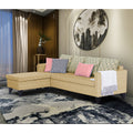 Adorn India Dorothy Blossom L Shape 5 Seater Sofa Set (Left Hand Side) (Beige) (3 Year Warranty)
